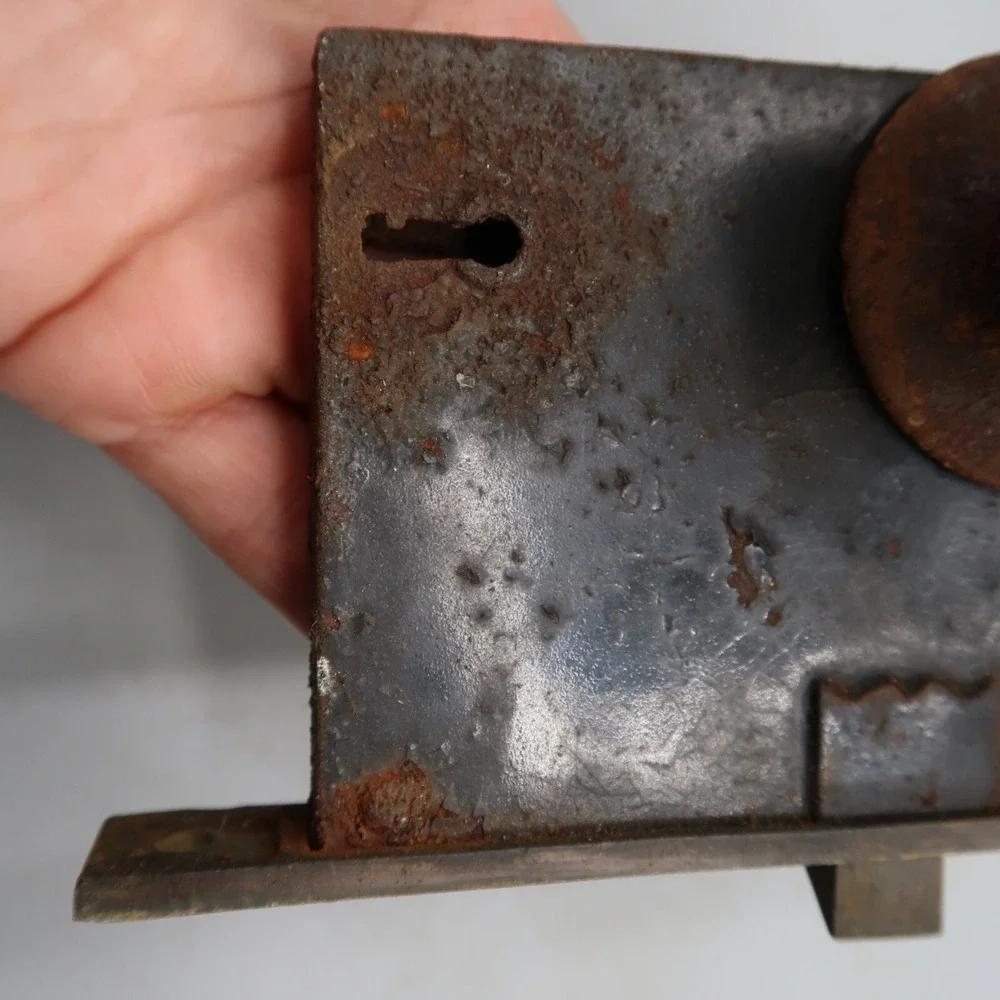 Antique Door Knob Lock Plate Lock Assembly Eastlake Style Brown Stone Marble